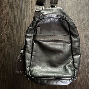 TUMI leather backpack sling